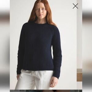 Classic Navy Ribbed Crewneck Sweater - Women